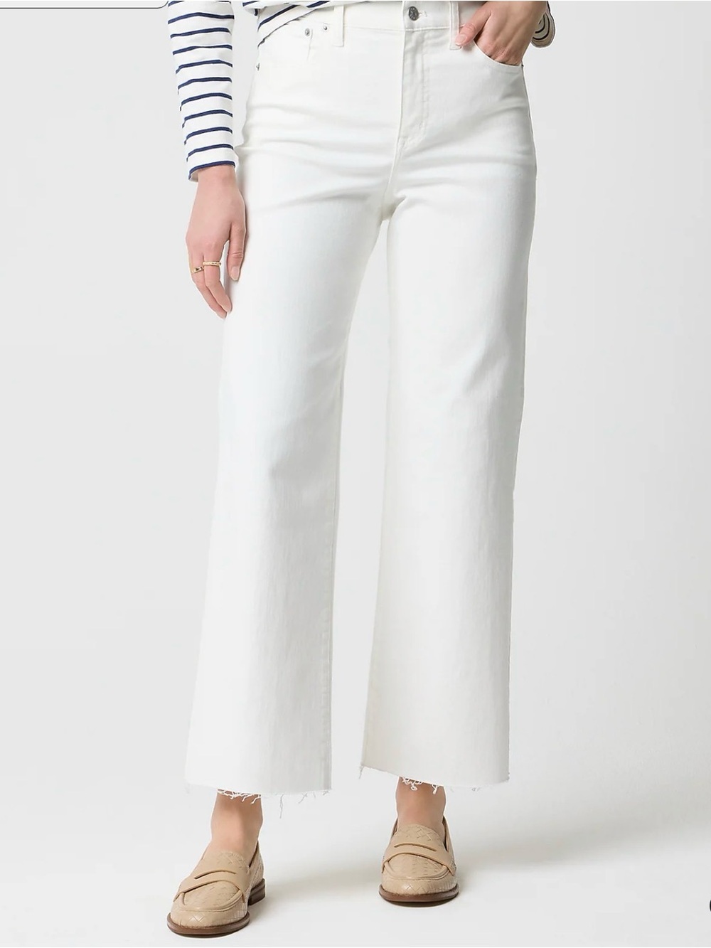 J. Crew White Wide-Leg Cropped Jean in All Day Stretch